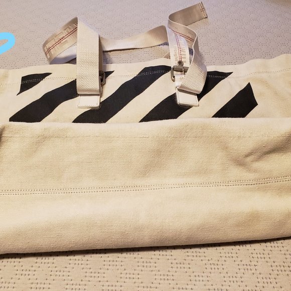 Off-White Canvas Diag Stripe Tote Bag 'White' - Picture 5 of 6